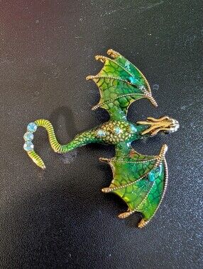Green Dragon Reptile Brooch Pin